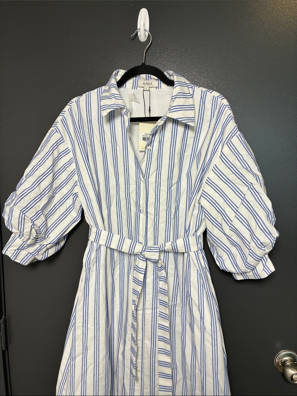 NWT Avara Summerlyn White Striped Midi Dress Sz S - Picture 5 of 9